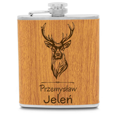 Piersiówka Drewniana 240ml na prezent z GRAWEREM