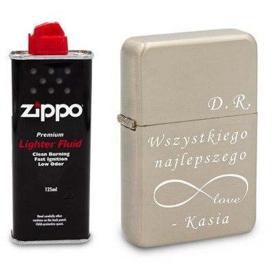 Zapalniczka Benzynowa szara z GRAWEREM + Zippo