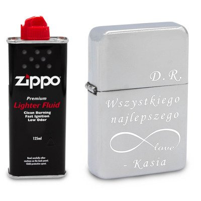 Zapalniczka Benzynowa Srebrna z GRAWEREM + Zippo